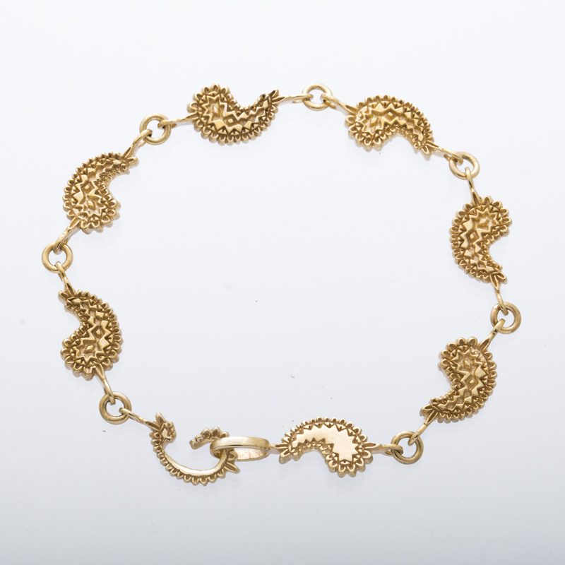metal paisley bracelet gold