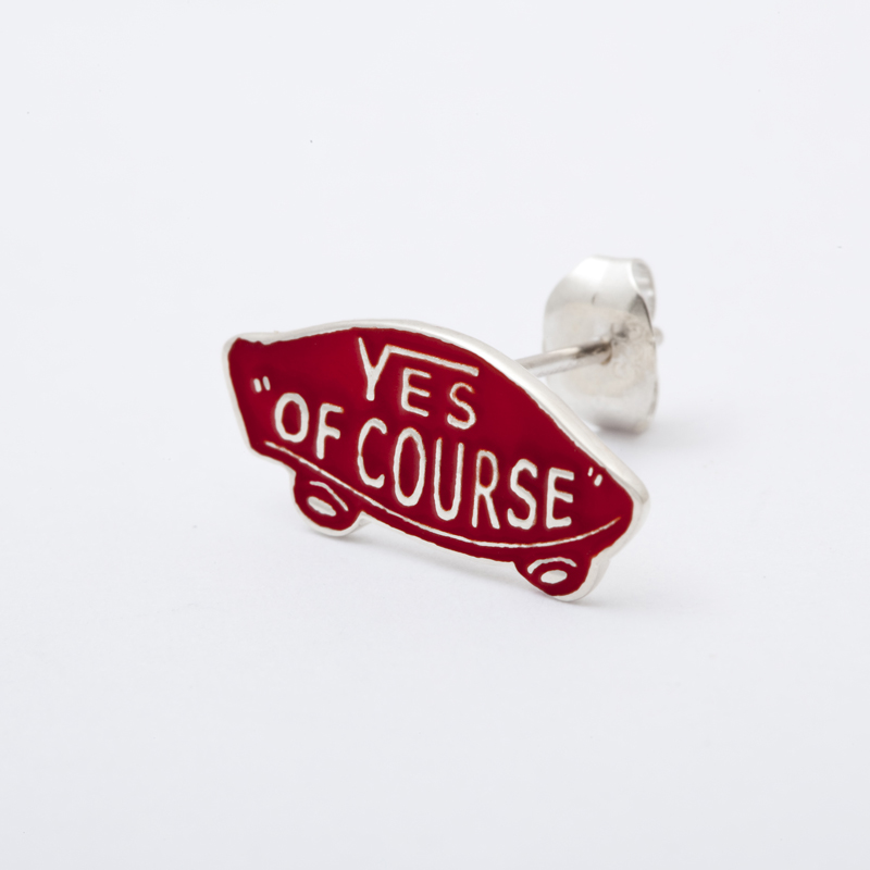 YES OF COURSE pierced earrings silver -red-
