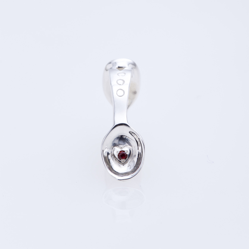 SILVER SPOON BABY RING WITH BIRTHSTONE - JANUARY -